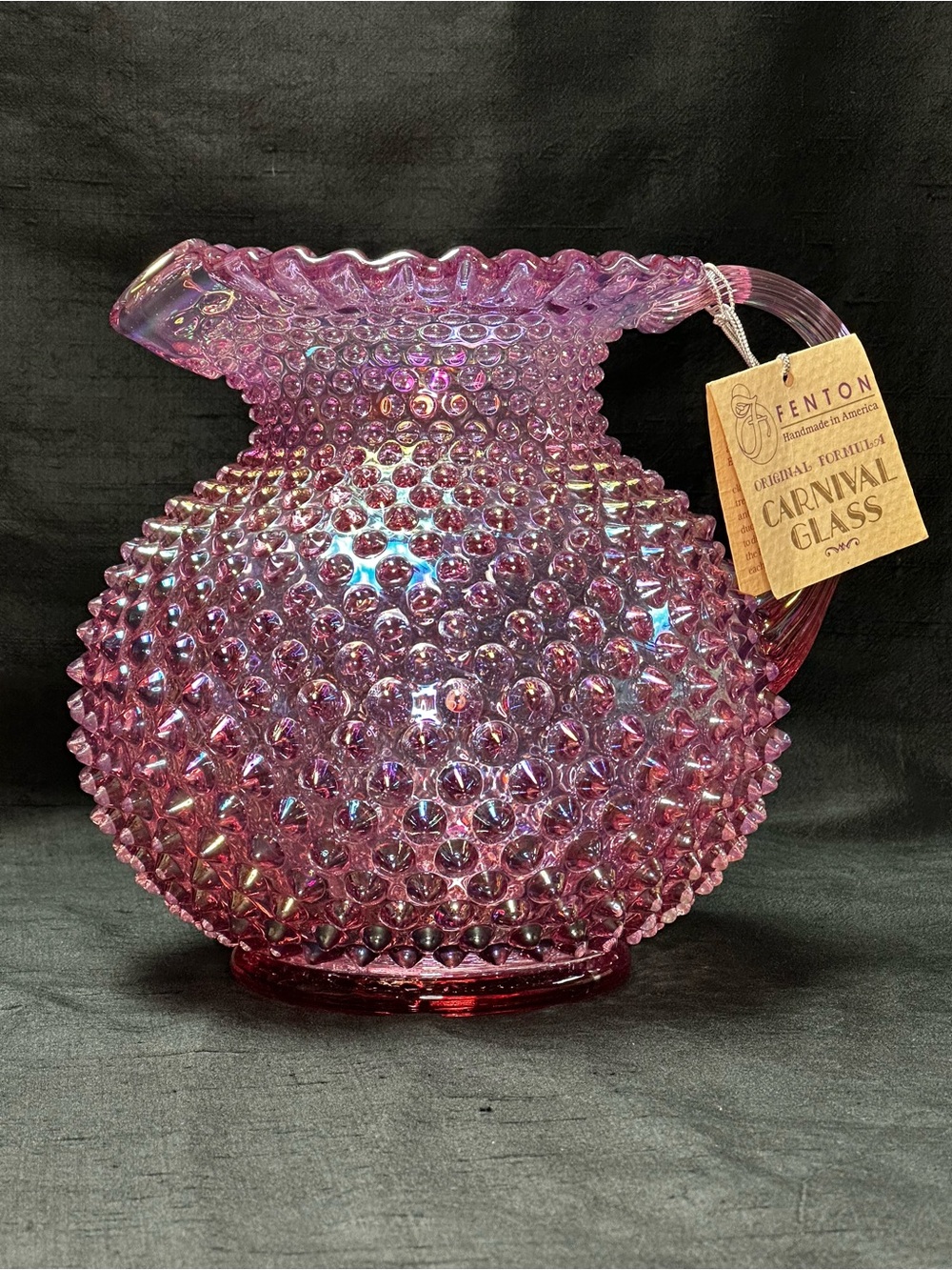 Fenton Hobnail Carnival Glass Pitcher. Original Box. Never Used. **VINTAGE**